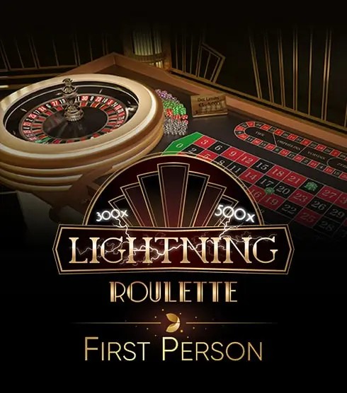 Live Dealer logo of First Person Lightning Roulette from Evolution at WishWin Casino
